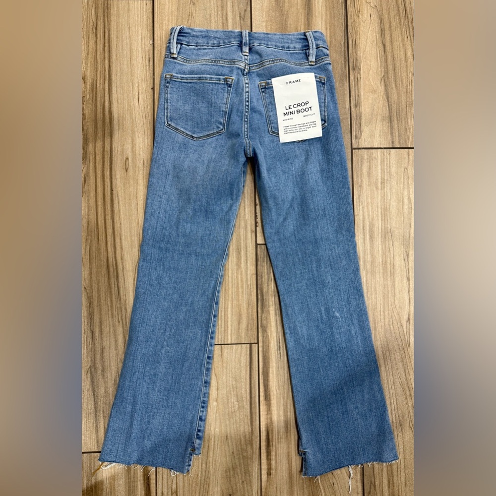 NWT Frame Denim Le Crop Mini Boot Raw Stagger Chew‎ Jeans Sz 25 - Picture 8 of 9